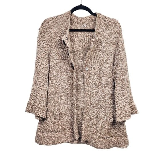 One Girl Who Womens Brown Flared Sleeve Tri-Button Knit Cardigan Sweater Size L - Picture 5 of 9